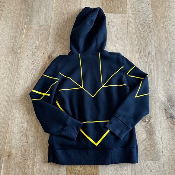 BlackBarrett by Neil Barrett Symmetric Lines Hoodie in Black & Yellow - Picture 2 of 5
